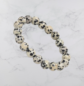 Certified Dalmatian Stone Bracelet | Genuine Dalmatian Jasper Beaded Bracelet 1